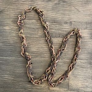 Long Mixed Metal Chain Necklace